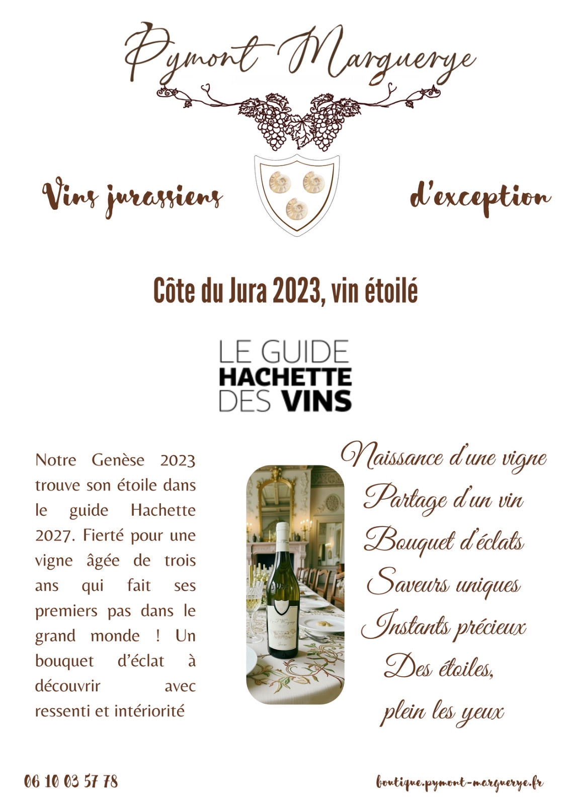 Genèse 2023 — Vin étoilé — flyer du Domaine Pymont-Marguerye